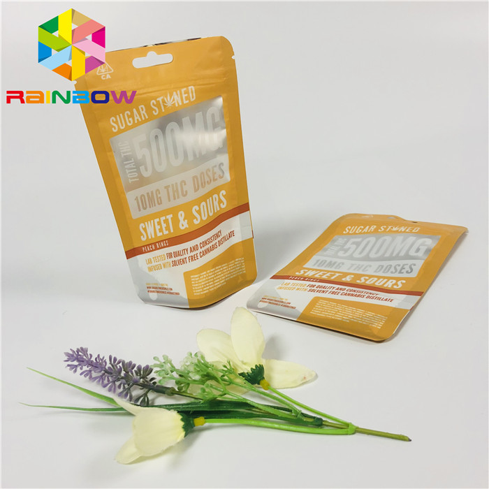 Kantong Kacang Camilan Plastik Kemasan Customzied Mencetak Jendela Bening Dengan Resealable Zipper