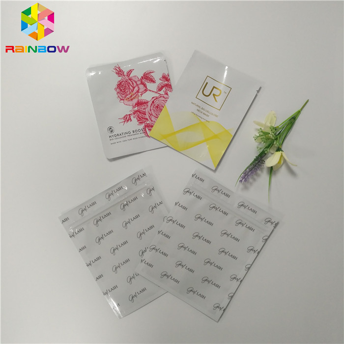 Biodegradable Plastic Foil Bags Tiga Sisi Sealed Masker Wajah Kemasan Untuk Kosmetik