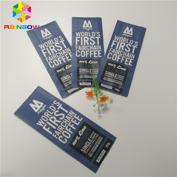 Quad Seal Matte Finished Foil Pouch Kemasan Side Gusset Coffee Bag Dengan Valve