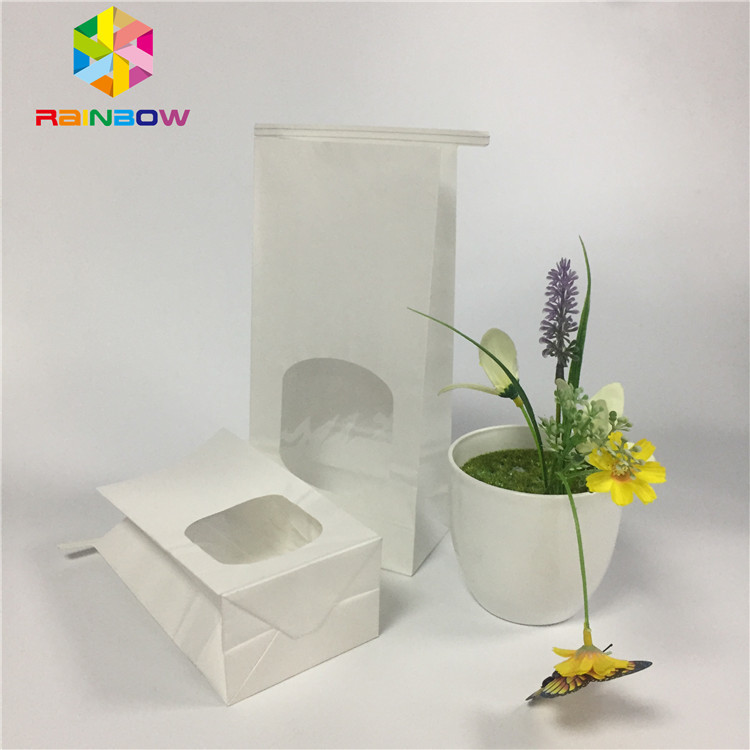 Grease Proof Snack Bag Packaging Plain White Paper Clear Window Bag Dengan Dasi Timah