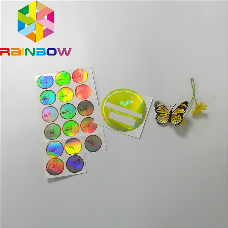 Adhesive Shrink Sleeve Printing Kustom Refleksi Pelangi Stiker Holographic Label