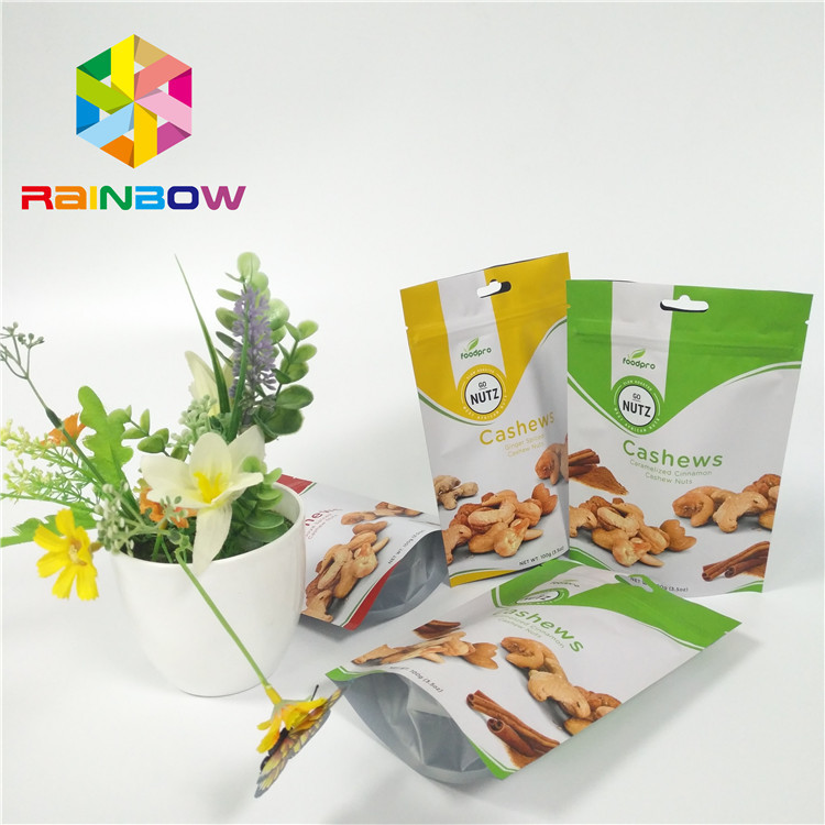 Foil Stand Up Snack Bag Kemasan Zipper Plastik Kacang Mete Kustom Dicetak