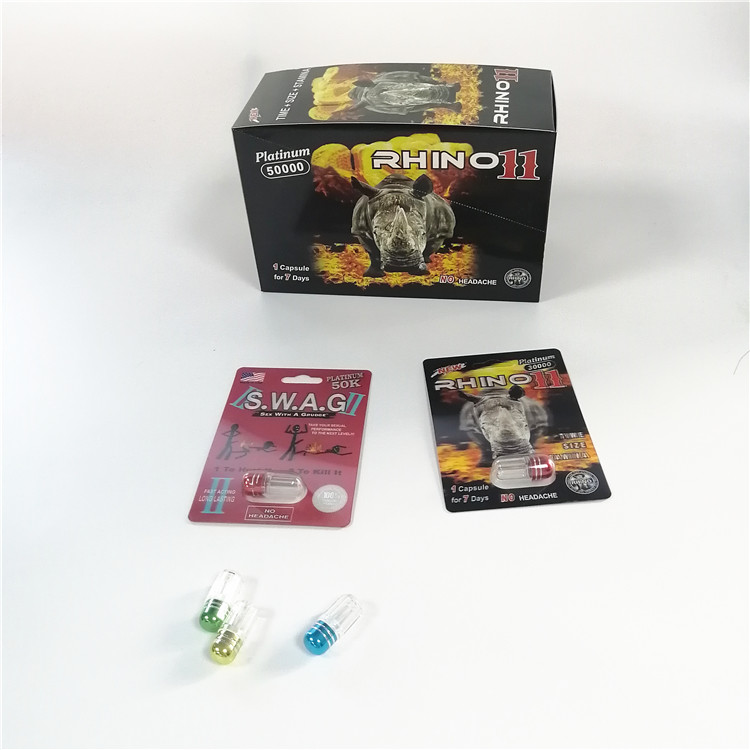 Kemasan Kartu Blister Kustom Rhino Container Bullet Untuk Male Enhancement Capsule Packaging