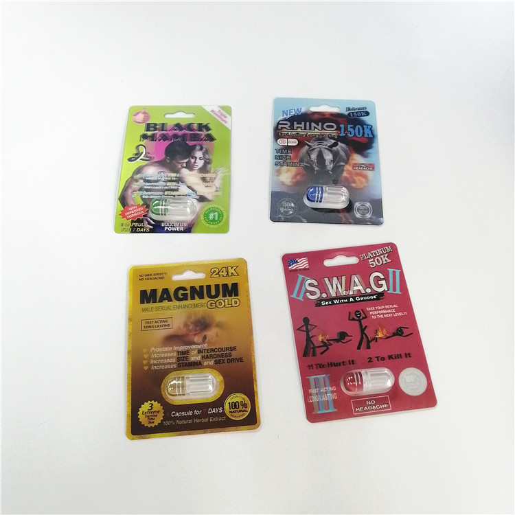 Slide Blister Card Packaging Male Enhancement Pills Packing Ukuran Disesuaikan