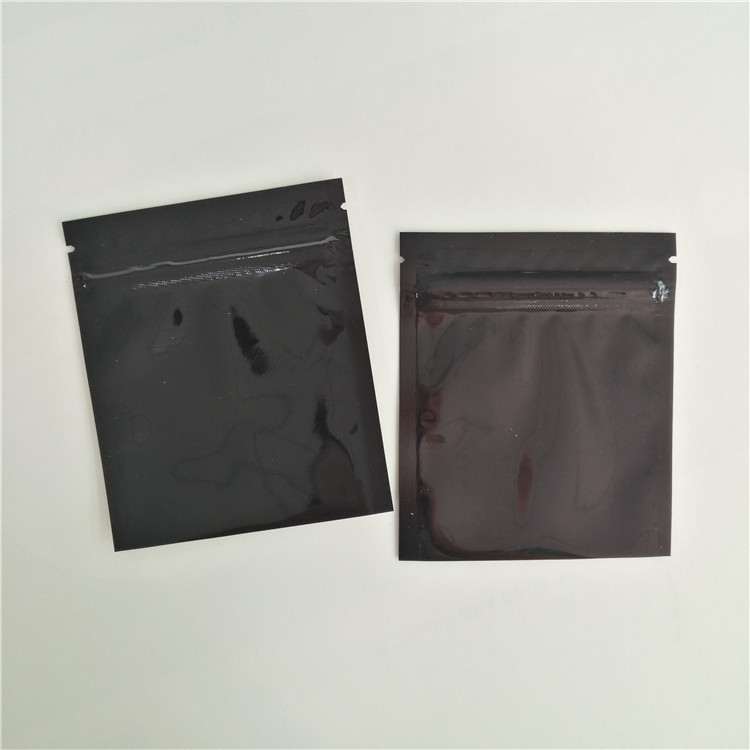 Reusable Bpa Gratis Black Sachet Herbal Incense Packaging Glossy Aluminium Foil Zipper Bags