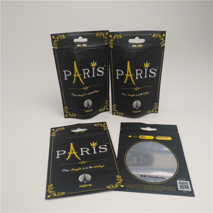 Tas Clear Window Stand Up Pouch Anti Bau CBD Dengan Zipper Pengaman