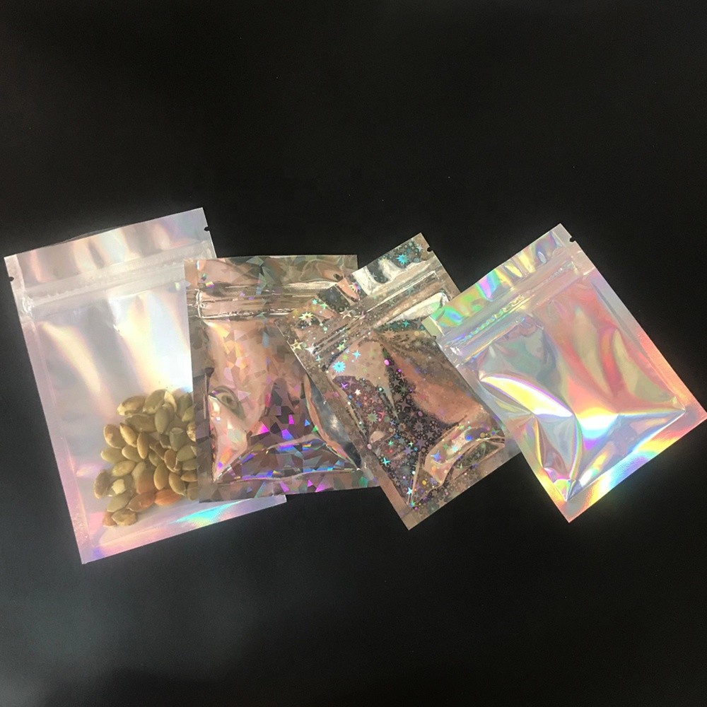Three Side Seal Zip Lock Kemasan Dupa Herbal Panas Penyegelan Laser Holografik Dengan Angin Bening