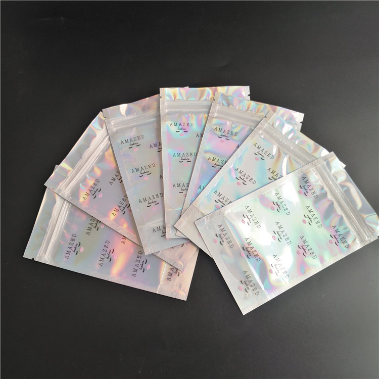 Holographic Laser Aluminium Foil Bags Gravure Printing Untuk Kemasan Kosmetik Bulu Mata