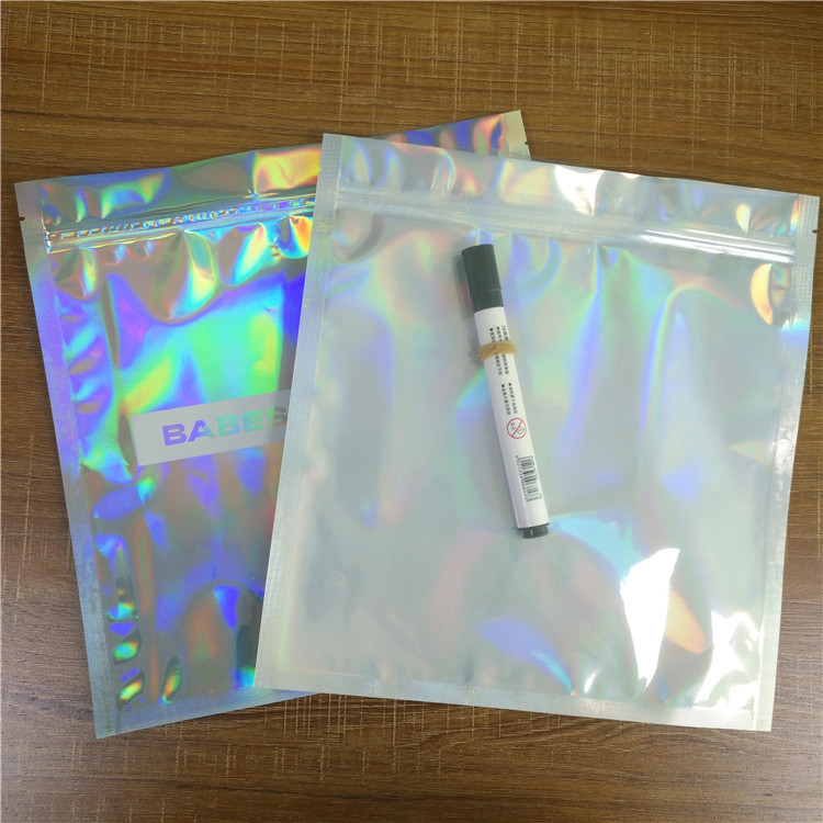 Zip Lock Sock Aluminium Foil Kantong Pakaian Kemasan Tas Hologram Depan Jelas