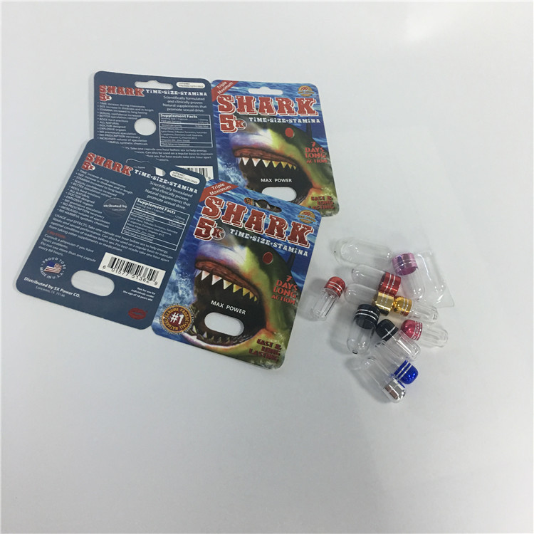 Rhino Male Enhancement Pill Kapsul Kemasan Kotak Blister Shark Paper Cards