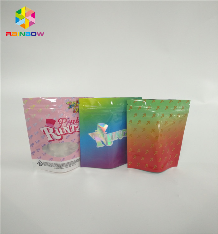 Childproof 3.5g Stand Up Zipper Pouch Bags Sesuaikan Cetak Runtz Pack Bukti Bau