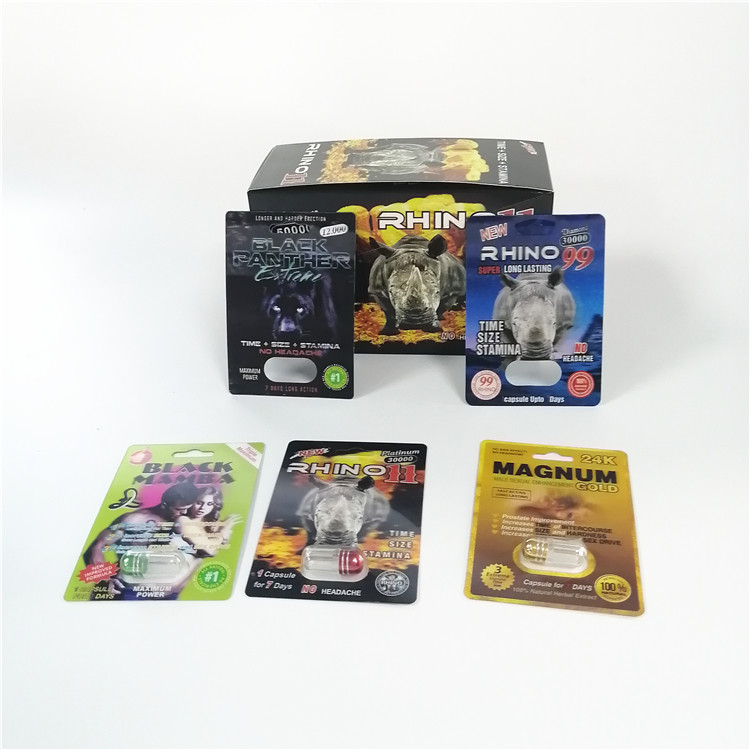 Pil Peningkatan Seksual Kemasan Kartu Blister Seri Badak Untuk Paket Bubuk Seks Seks