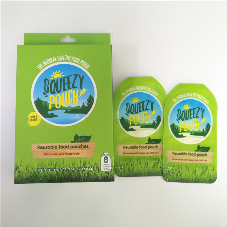 Kemasan kantong Reusable Spout Pouch BPA Gratis Kustom Dicetak Ritsleting Ganda Dengan Nozzle