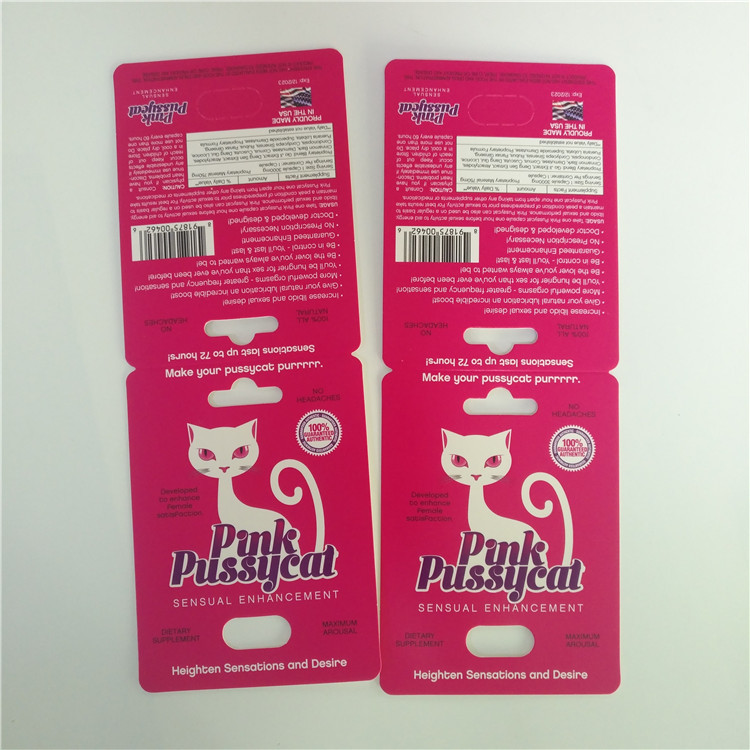 Efek UV Pink Pussycat Paper Cards Kapsul Blister Kemasan Dengan Wadah Peluru