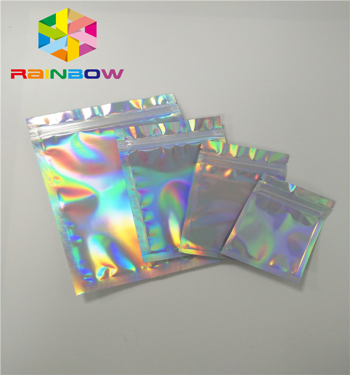 Plastik Stand Up Tas Kemasan Kosmetik Hologram Zipper Packing Ukuran Disesuaikan