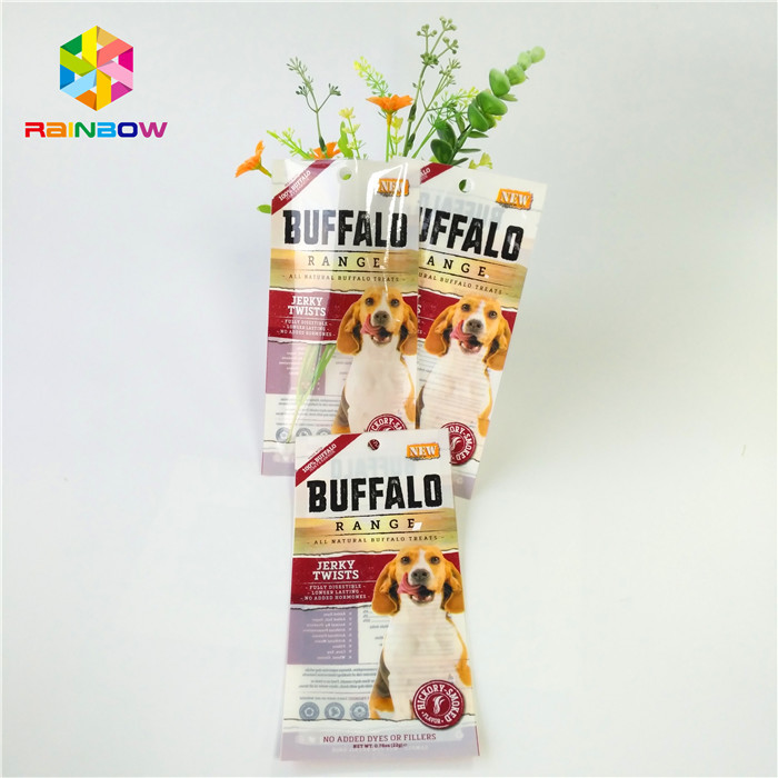 Mylar Laminated Plastik Pet Food Pouch Kustom Permukaan Mengkilap Dengan Jendela Yang Jelas