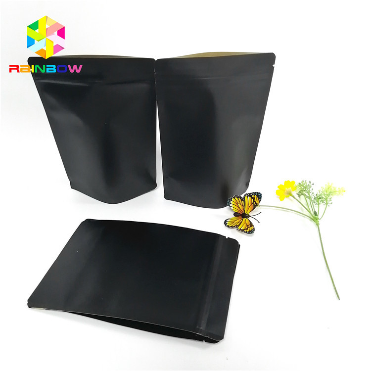Black Kraft Paper Printing Kantong Kertas Khusus Food Grade Laminated Self Stand Pouch