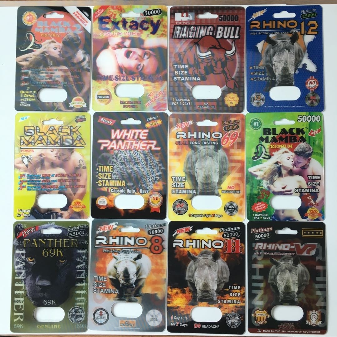 Kemasan Kartu Kertas Daur Ulang Panther Rhino 25k Male Enhancement Pill Pack