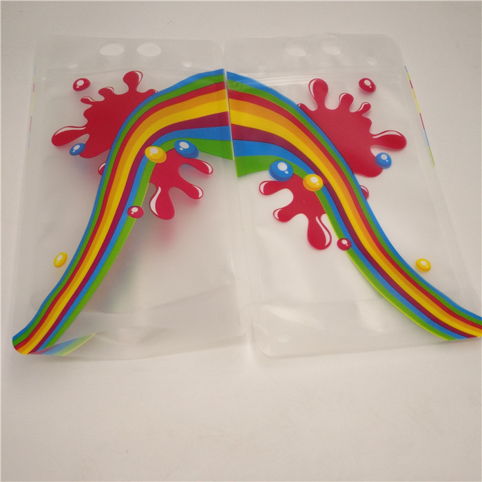 Tas Gusset Bawah Jus Susu Yang Jelas, Kantong Foil Stand Up Tahan Lama Dengan Pegangan