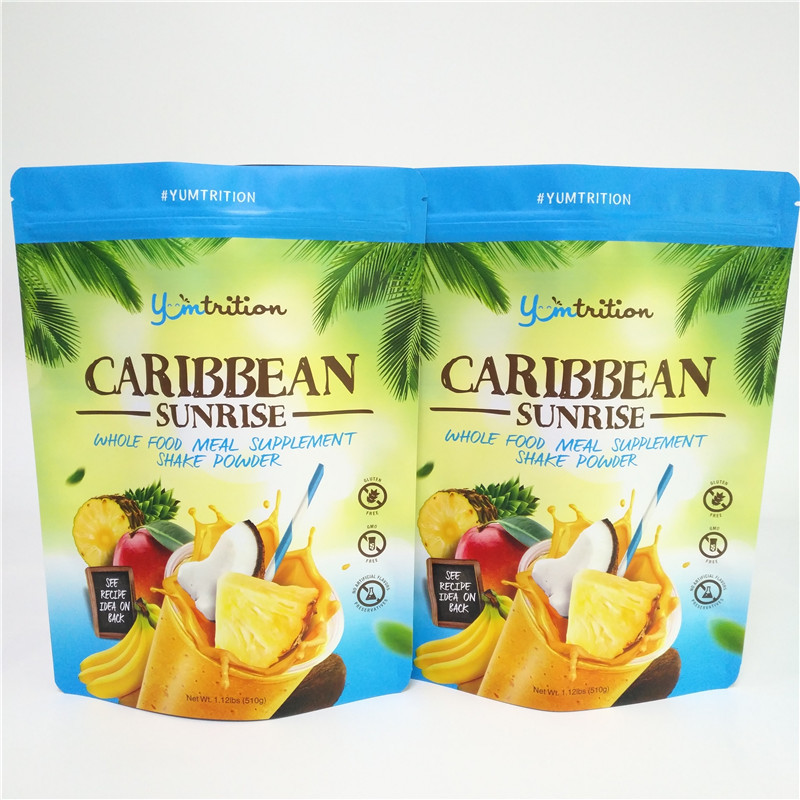 Kemasan Makanan yang Dapat Ditutup Kembali Aluminium Foil Kantong Plastik Doypack Suplemen Bubuk Dengan Ritsleting