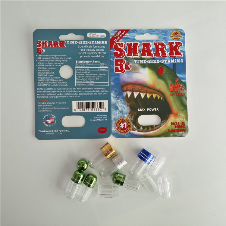 Kertas Blister Kartu Kemasan Laki-laki Enhancement Pills Pack Dengan Peluru Plastik