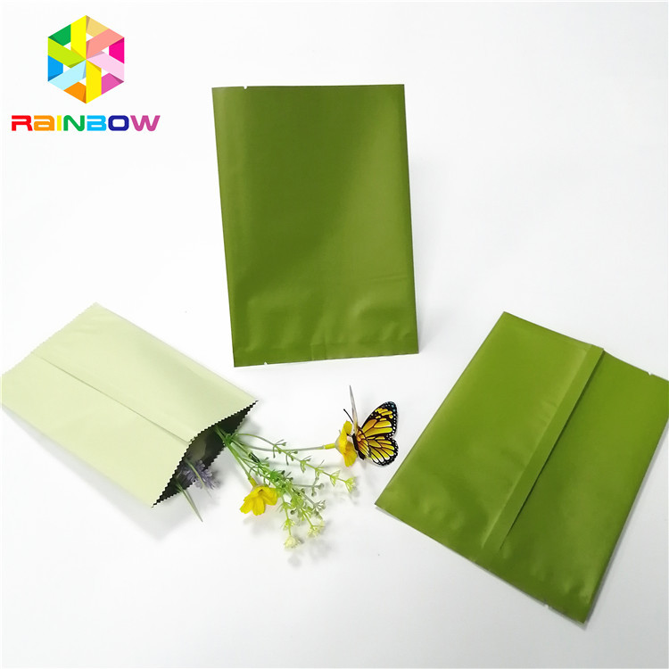Light Green Back Center Heat Seal Bags Logo Kustom Foil Makanan Powder Candy Pouch