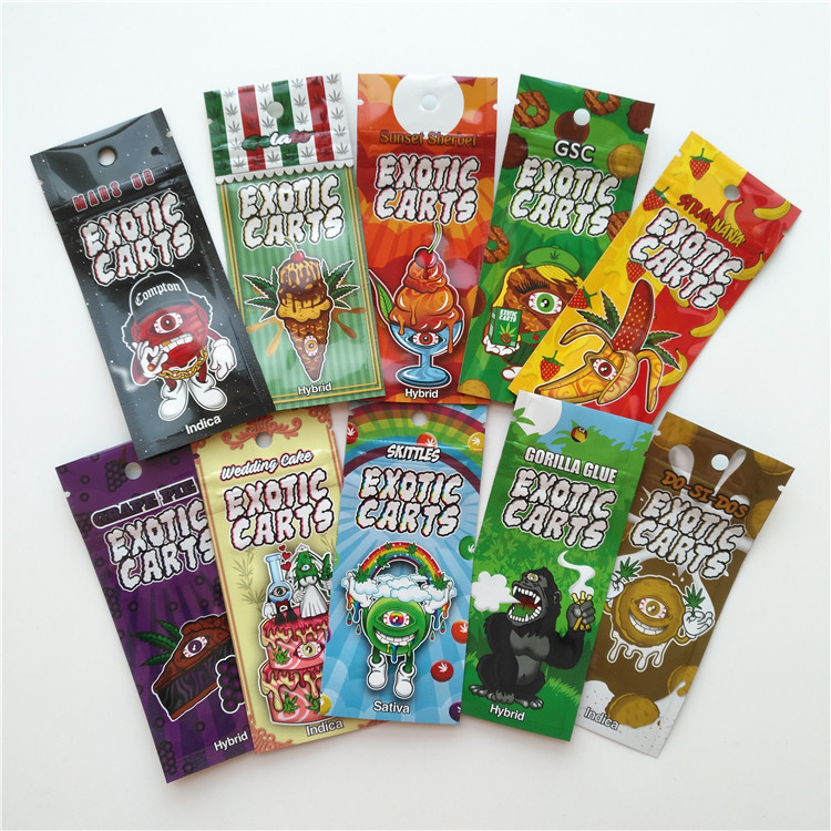 Vape Cartridge Aluminium Foil Packaging Bags Exotic Cart Pouch Logo Kustom