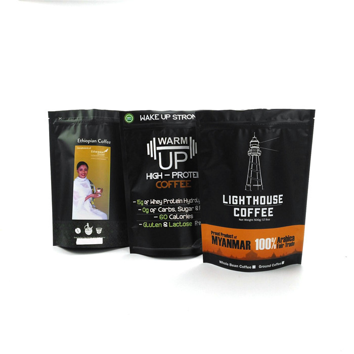 Aluminium Foil Matte Putih 1kg Coffee Mylar Bags Stand Up Coffee Bean Pouch Dengan Zipper