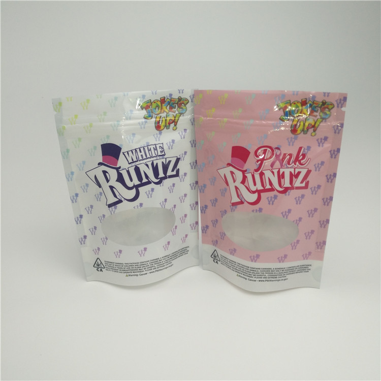 Bau Bukti Tas Kemasan Herbal The Ziplock Bag Dengan Jendela Untuk Rami Gummy Gummy Packing