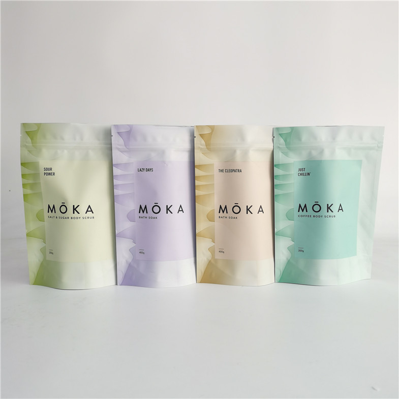 Stand Up Ziplock Pouch Body Scrub Packaging Bag Untuk Garam Mandi Dengan Foil Di Dalamnya