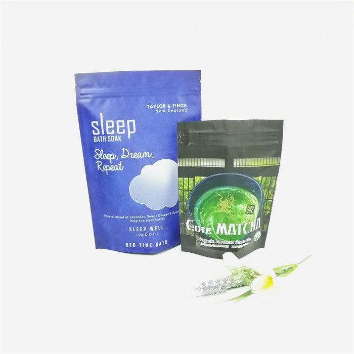 Kustom aluminium foil 12oz bath salt / body scrub cream kemasan kantong kopi ziplock doypack