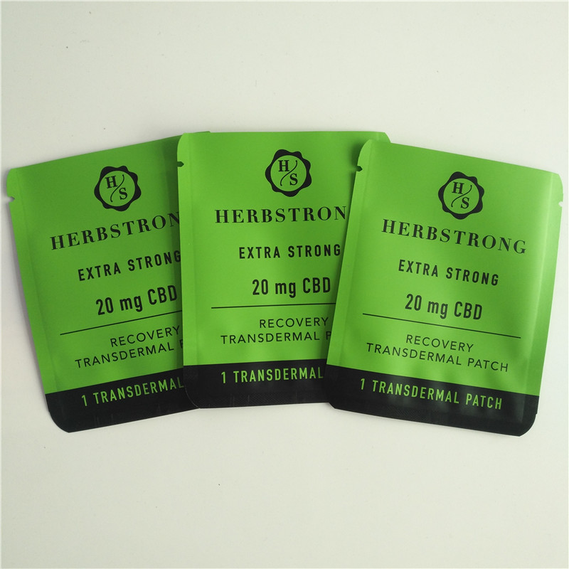 20mg tas kemasan mariyuana medis mylar foil pouch tambalan CBD kecil sekali pakai