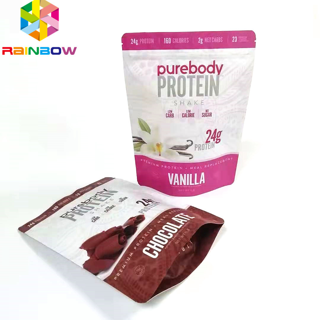 Kantong berdiri yang dapat digunakan kembali dengan kemasan penyimpanan makanan ziplock kantong ritsleting tas cetak tipe datar