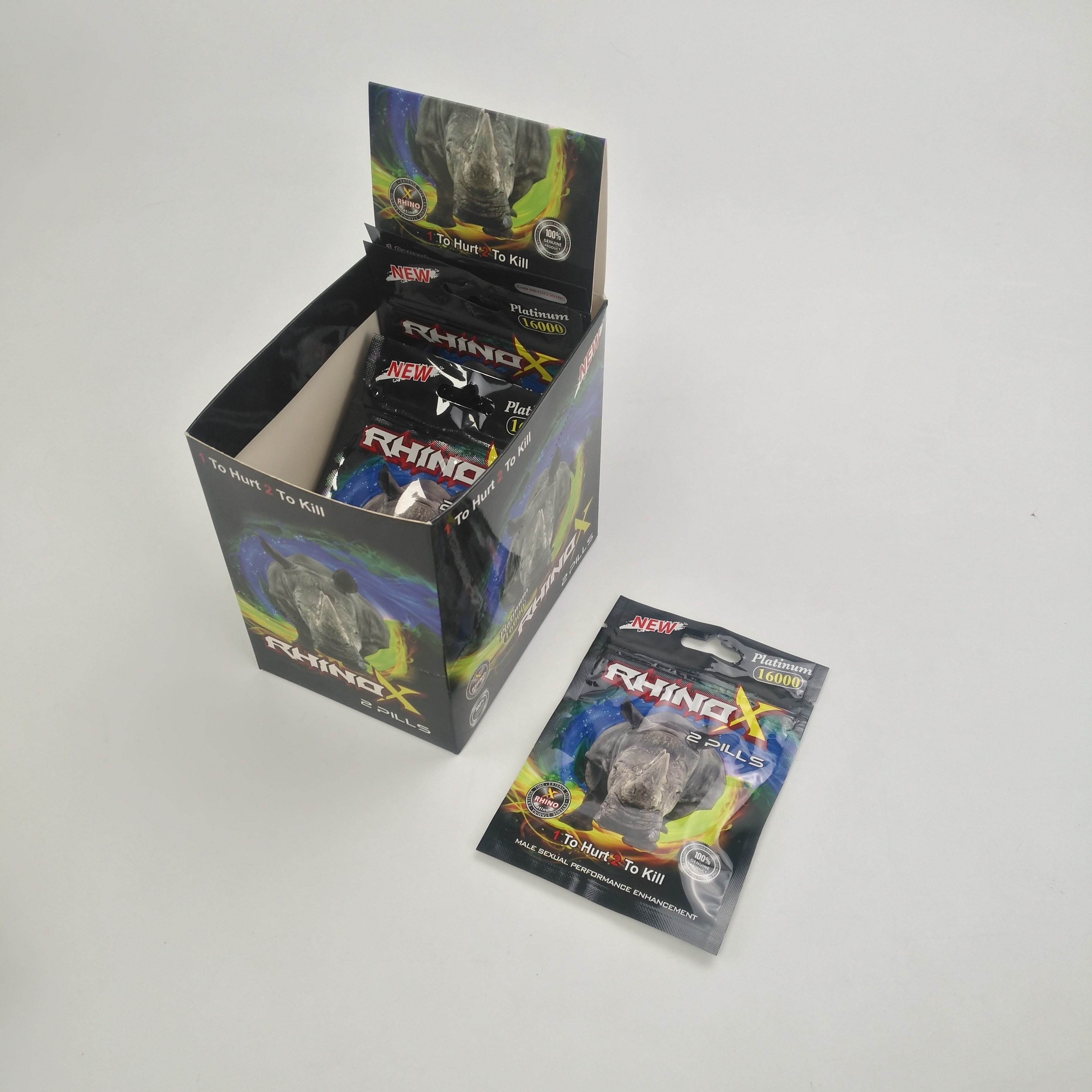 Suplemen Nutrisi 90% Herbal Extract Powder Pills Kapsul Lama untuk Man Packaging Rhino