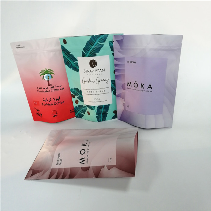 Stand up gusset foil pouch packaging mositure proof kantong kopi bubuk dengan katup
