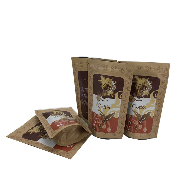 Hot Sale Moistureproof Kraft Paper Pouch Resealable Zip lock Berdiri Tas Kemasan Makanan Kering Dengan Air Mata