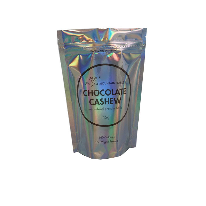 Grosir Disesuaikan Holografik Laminated Zip Lock Plastic Mylar Pouches Protein balls Bag