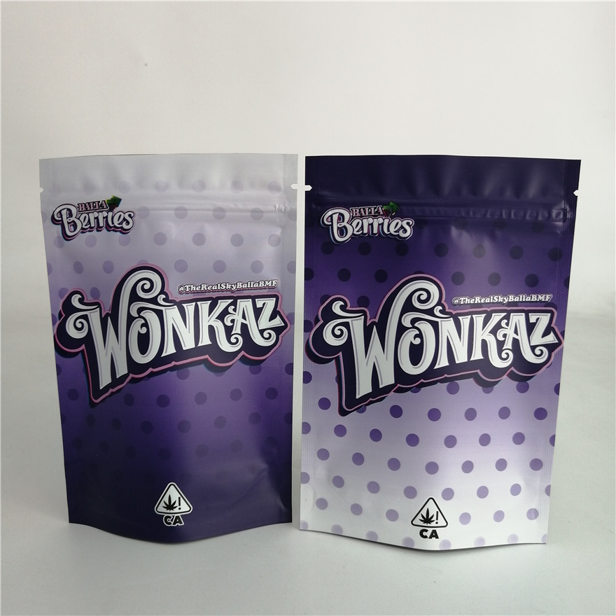 Disesuaikan 3.5g Cookie Nut Weed Stand Up Zipper Pouch Plastic Candy Bag 7g 18g 24g