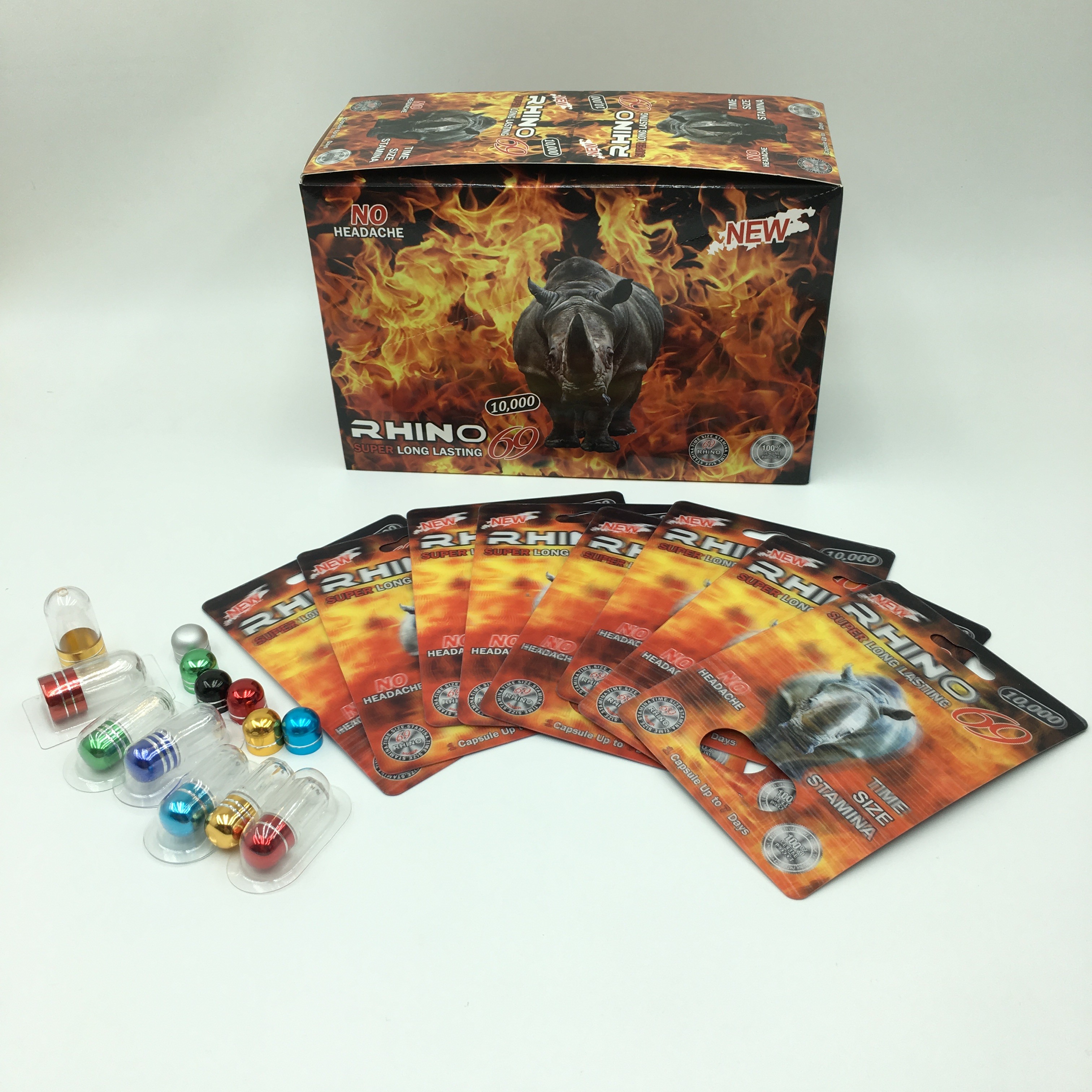 RHINO Pill 60 * 80cm PVC 3D Lenticular Card Dengan Peluru