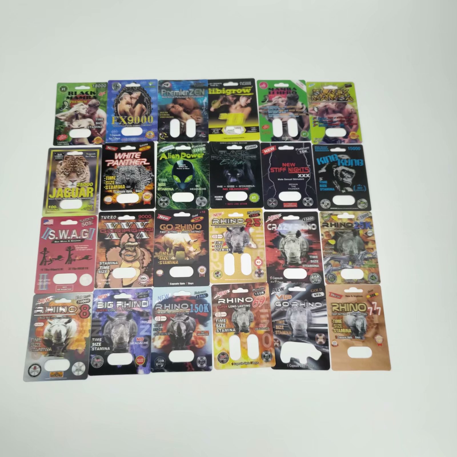 Gravnre Printing Kartu Pil Blister Plastik RHINO 3D Dengan Peluru