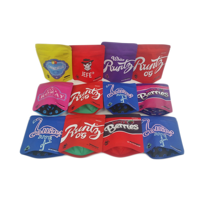 Siap Untuk Mengirim Bukti Bau 3.5g Kantong Foil Zipper Sentuhan Lembut Dapat Dimakan Cannabis Bunga Kemasan Mylar Bag