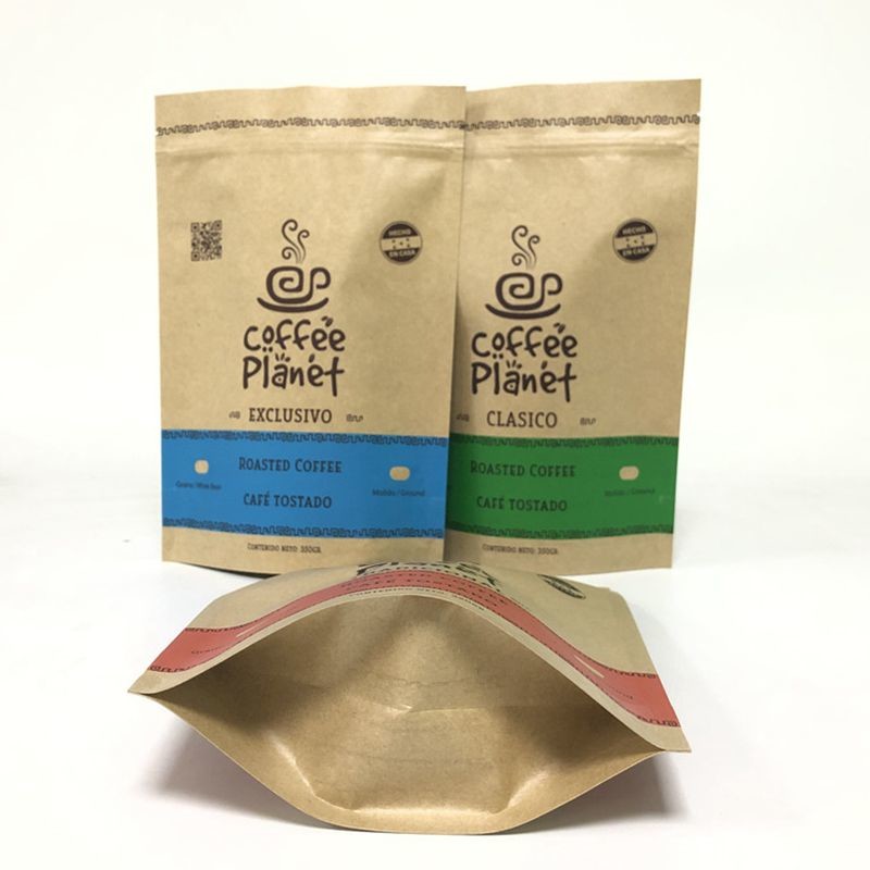 Bukti Bau CMYK 120gsm Kraft Paper Foil Bags Resealable Zipper
