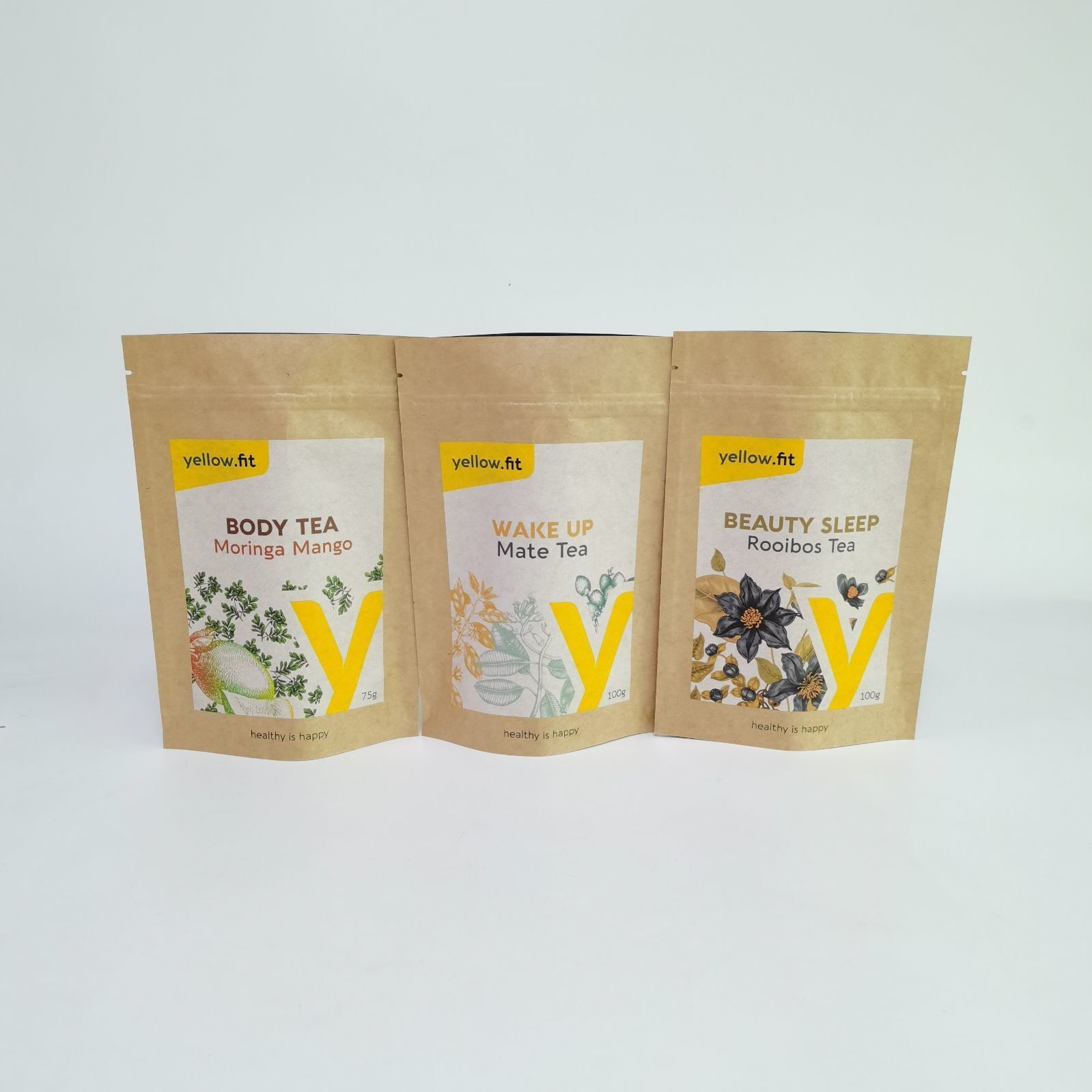 Stand Up Coffee Packaging Bags Tas Kertas Kraft dengan Ritsleting
