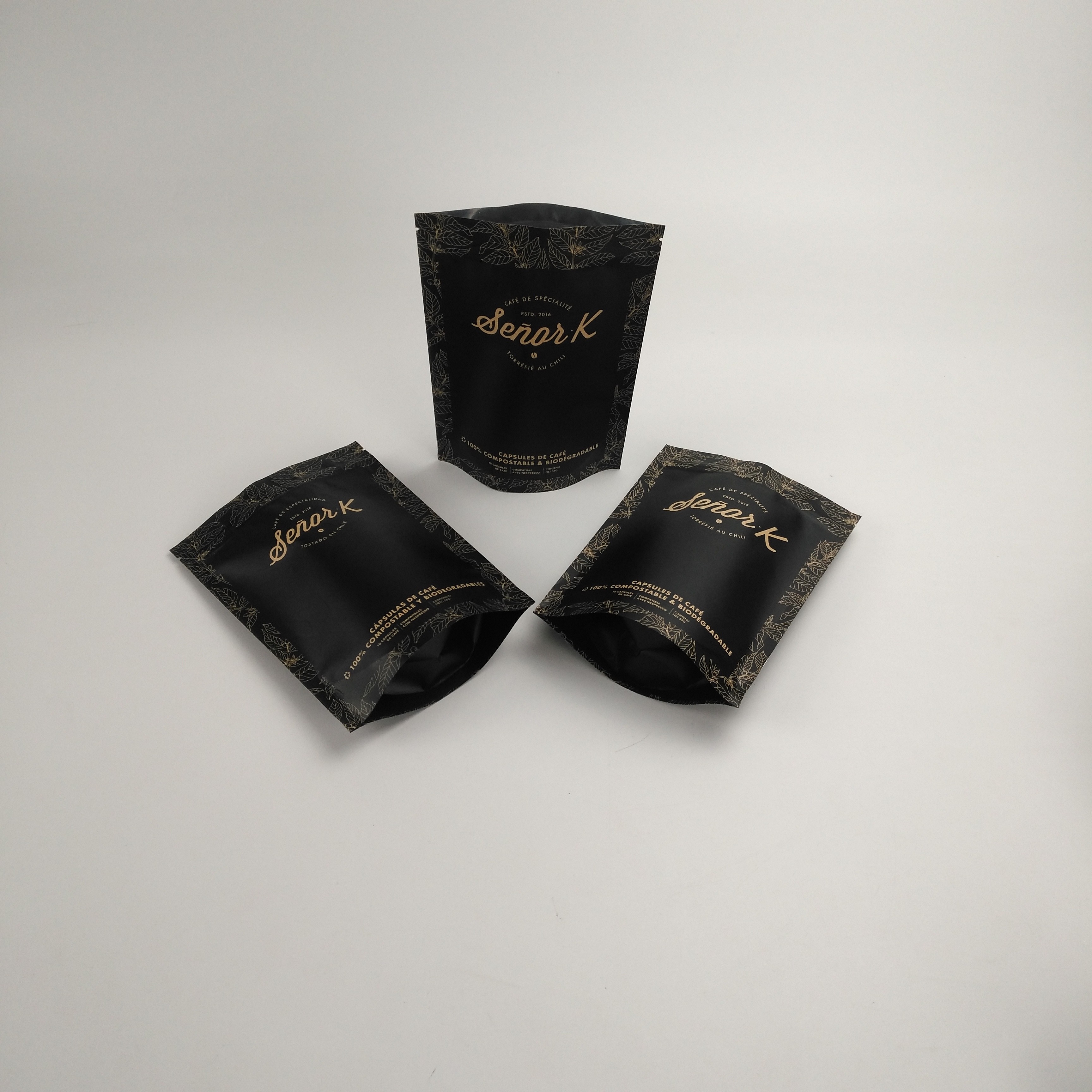 Disesuaikan Stand Up Brown Kraft Paper Coffee Packaging Bags Coffee Bean Coffee Tea Packaging Pouch