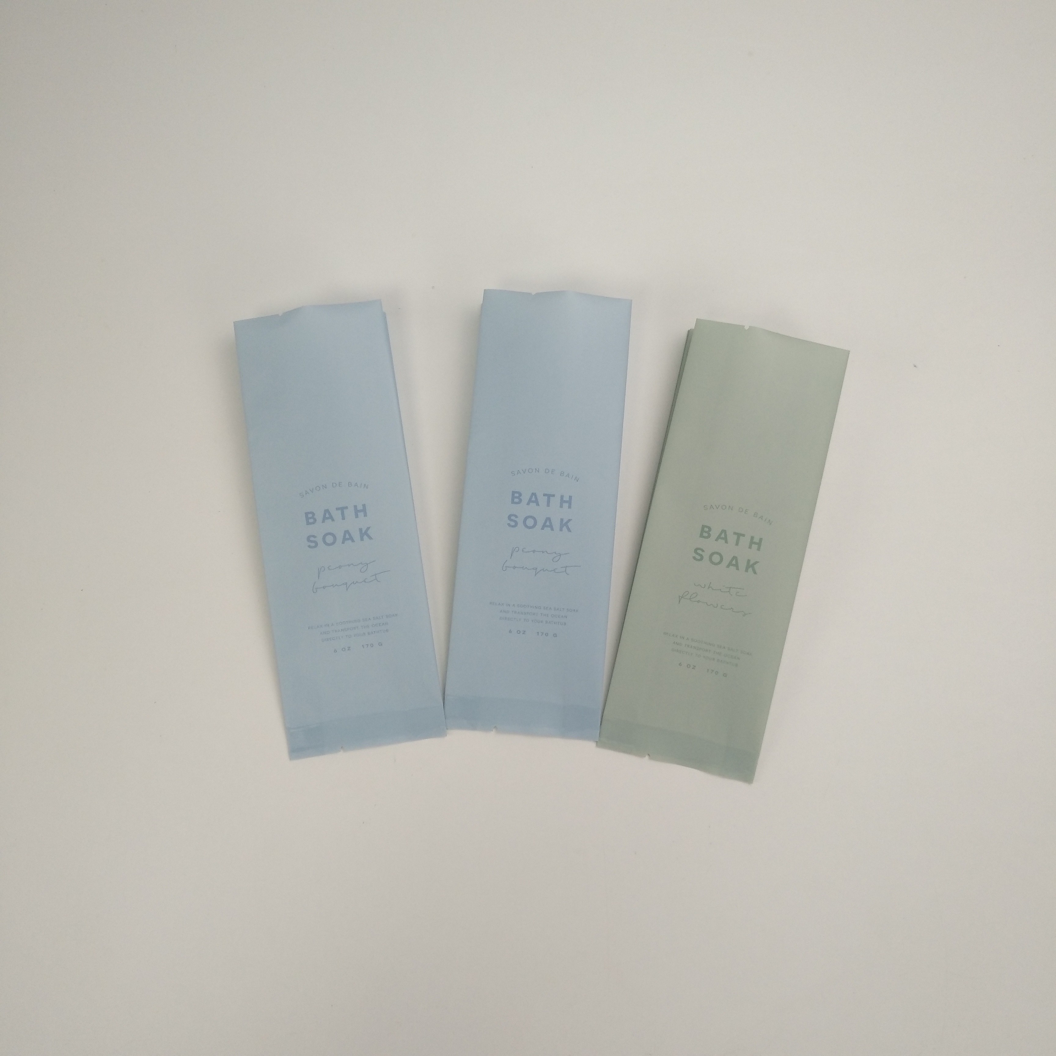 Tas Kemasan Garam Mandi Matt 6oz yang Disesuaikan 170g Tas Kemasan Bom Mandi Dengan Logo Khusus