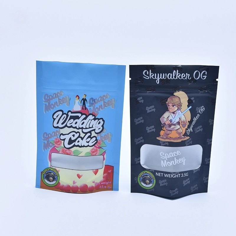 Mylar Packaging Bag Untuk CBD Weeds Gummy Candy Bear Holographic Zipper Bag Flavour Herb Flower Tembakau Kering Tas Ritel