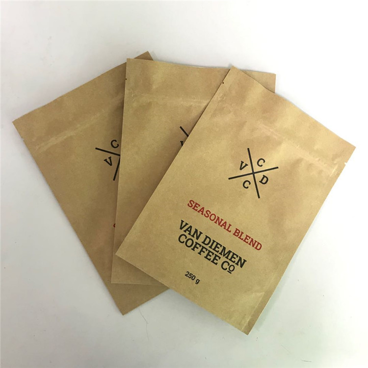 Kraft Zip Lock Stand up Pouches dengan Tear Notch dan Matte Window