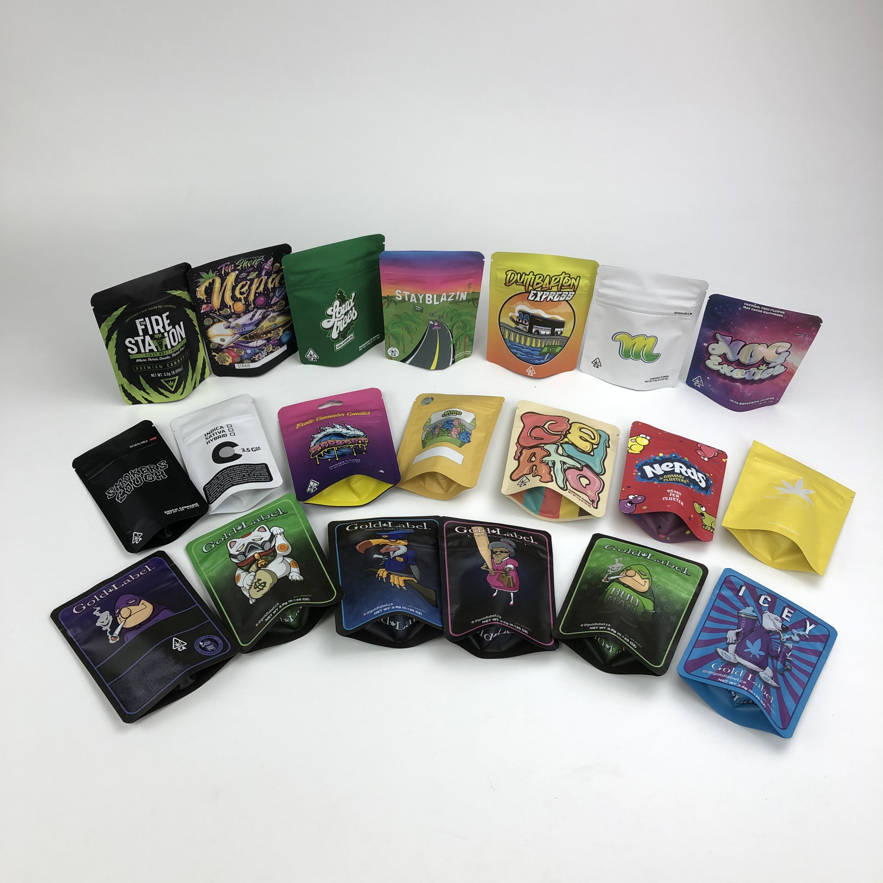 100micron VMPET Smell Proof Cookies Bag 3.5g 7g 14g Cannabies Mylar