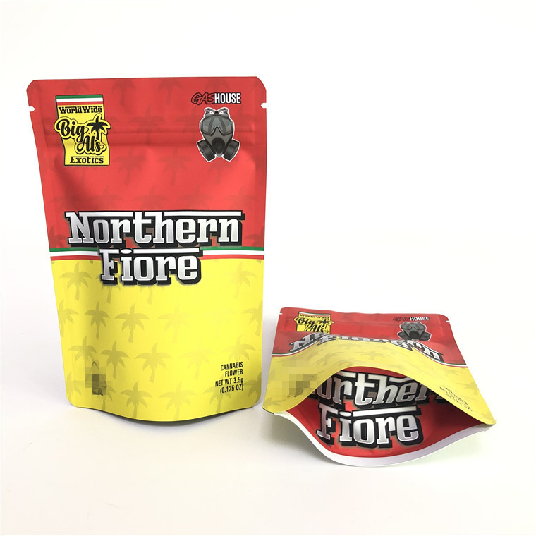 Gummy Mylar PE CMYK 180mic Herbal Stand Up Bag Cetak Offset