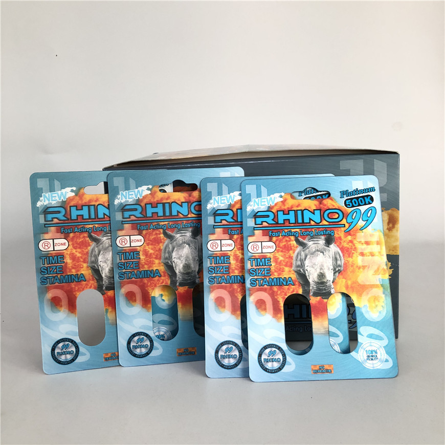 Rhino 99 500k Kartu Badak 3D Lubang Ganda Untuk Pil Peningkatan Pria
